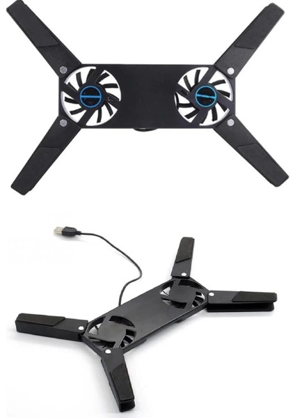 2 Fanlı Notebook Soğutucu Portatif Katlanabilir Laptop Soğutucu Fan Usbli Stand Bilgisayar Fanı (336336)