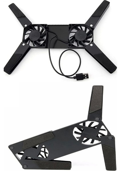 2 Fanlı Notebook Soğutucu Portatif Katlanabilir Laptop Soğutucu Fan Usbli Stand Bilgisayar Fanı (336336)