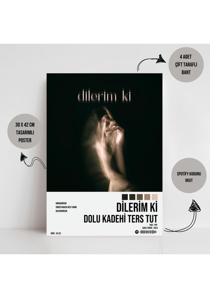 Dolu Kadehi Ters Tut - Dilerim Ki Spotify Çerçevesiz Tasarım Poster