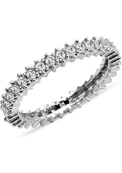 Gümüş Tek Sıra Tamtur Bayan Alyans Yüzük