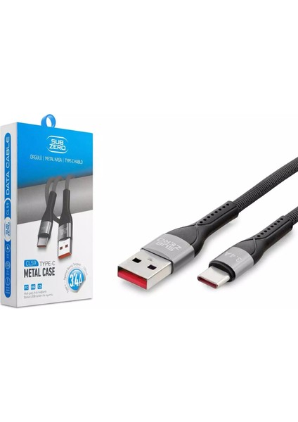 CL59 3.4A Type-C Hasır Şarj Data Kablosu