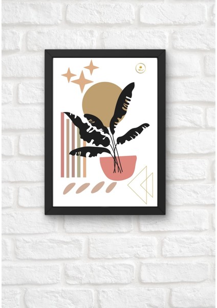 Ahşap Çerçeveli Boho Minimalist Geometrik Soyut Doğatemalı Modern Duvar Dekoru Poster Tablo fiyatları