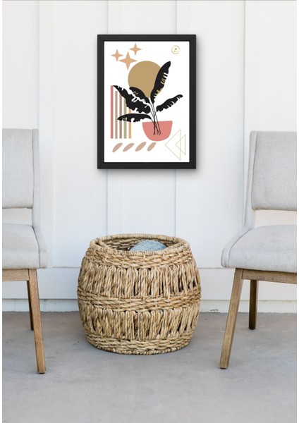 Ahşap Çerçeveli Boho Minimalist Geometrik Soyut Doğatemalı Modern Duvar Dekoru Poster Tablo modelleri
