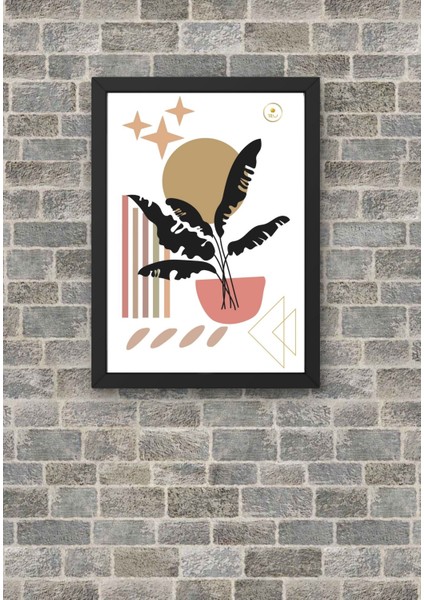 Ahşap Çerçeveli Boho Minimalist Geometrik Soyut Doğatemalı Modern Duvar Dekoru Poster Tablo indirimleri