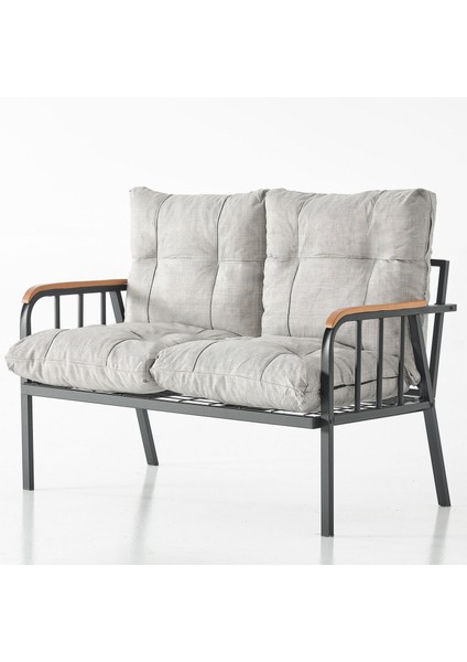 Zümrüt Bahçe Balkon Seti Çiftli Sandalye - Krem