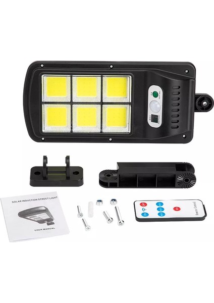 W756-6 Hareket Sensörlü 3 Modlu Uzaktan Kumandalı 6 Cob Ledli Solar Lamba (5057)