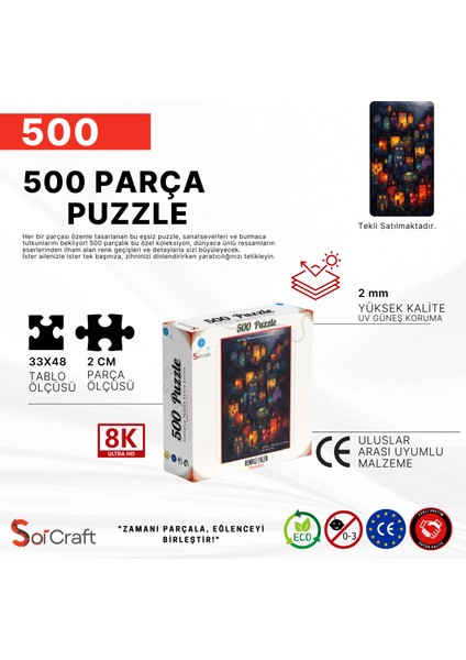 500 Parça Puzzle Renkli Evler