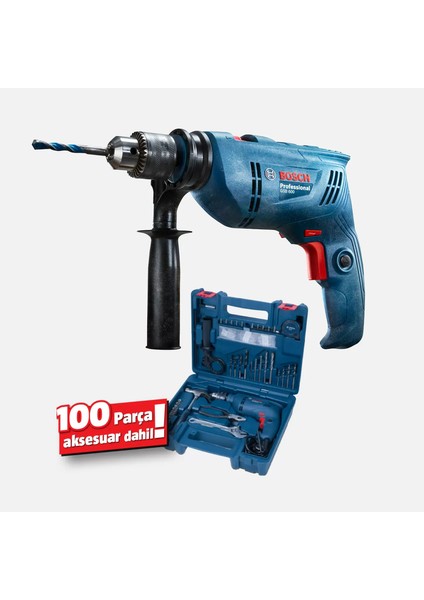 GSB 600 Darbeli Matkap + 100 Parca Aksesuar Seti