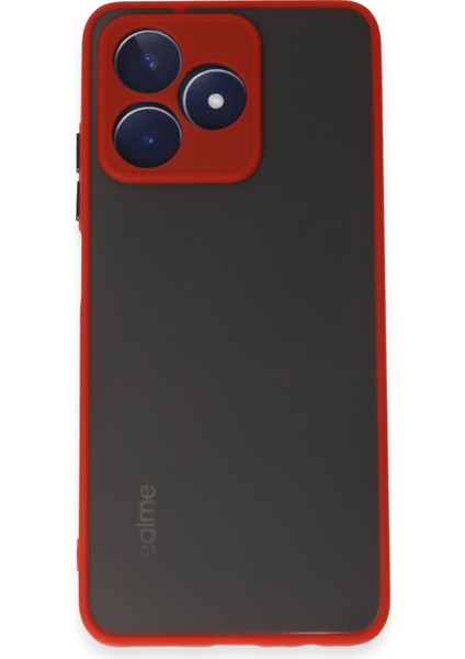 Realme C53| | Buzlu Şeffaf Silikon Mat Telefon Kılıfı – Darbeye Dayanıklı - Kırmızı