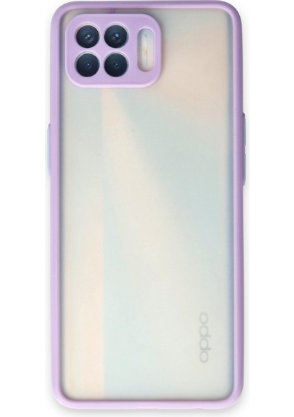 Oppo Reno 4 Lite | Buzlu Şeffaf Silikon Mat Telefon Kılıfı – Darbeye Dayanıklı - Mor