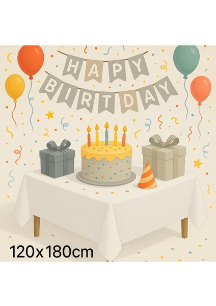 Plastik Beyaz Kullan At Naylon Masa Örtüsü 120X180 cm