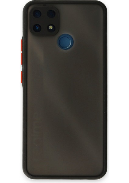 Realme C25S | Buzlu Şeffaf Silikon Mat Telefon Kılıfı – Darbeye Dayanıklı - Siyah