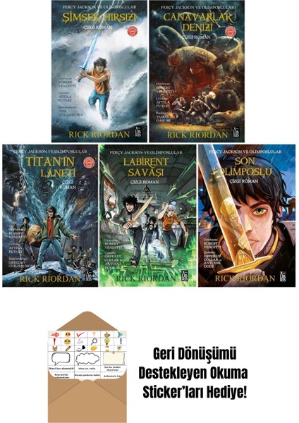 Percy Jackson Çizgi Roman Seti 5 Kitap Yunan Mitolojisi + Okuma Sticker'ları
