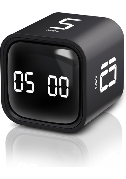 GT-1 Pomodoro Zamanlayıcı Küp | Flip Timer | Öğrenci Ders Çalışma Saati, Geri Sayım, Mutfak Kronometresi - Siyah