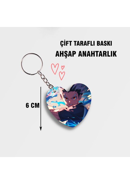 Haikyuu! Kotaro Bokuto Kalpli Ahşap Anahtarlık - Çift Taraflı Baskı - 6cm Anime