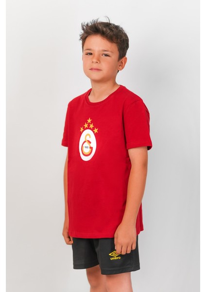 Orijinal 5 Yıldız Kırmızı Çocuk Forma T-Shirt Aslan Ahşap Kutu Hediyeli