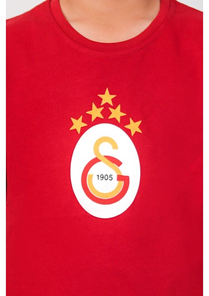 Orijinal 5 Yıldız Kırmızı Çocuk Forma T-Shirt Aslan Ahşap Kutu Hediyeli