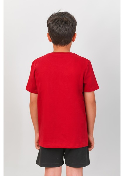 Orijinal 5 Yıldız Kırmızı Çocuk Forma T-Shirt Aslan Ahşap Kutu Hediyeli