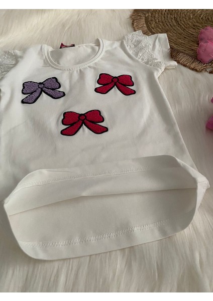 Kız Çocuk Fiyonklu Tişört ve Pembe Etek Takımı modelleri