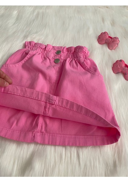 Kız Çocuk Fiyonklu Tişört ve Pembe Etek Takımı fırsatları