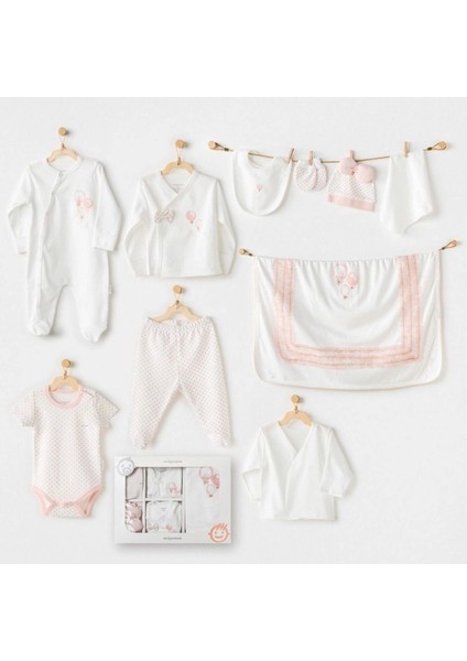 AC25551 Newborn Set Pınk Baloons 10'lu Hastane Çıkışı Ekru