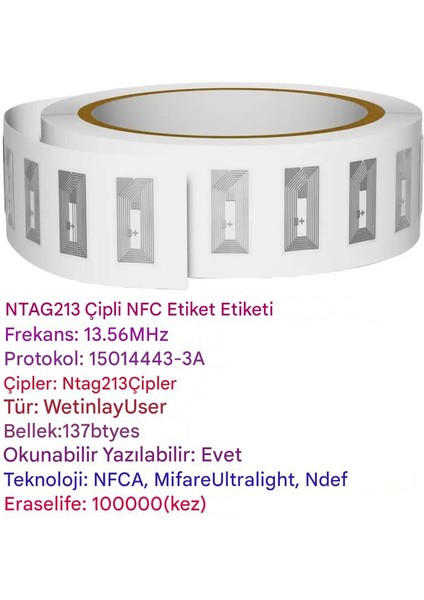 Nfc Etiketleri NTAG213 - 213 Çipli 144 Bayt Su Geçirmez Yeniden Yazılabilir Yapışkan Etiketler fırsatları