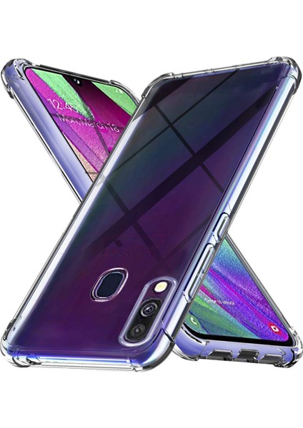 Samsung Galaxy A40 ile Uyumlu Kapak Köşe Korumalı Airbag Antishock Şeffaf Silikon Kılıf