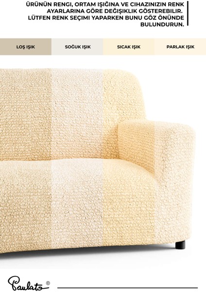 Lastikli Esnek ve Yıkanabilir Sağ Çıkıntılı Koltuk Örtüsü Çekyat Kanepe Kılıfı - Vanilya modelleri