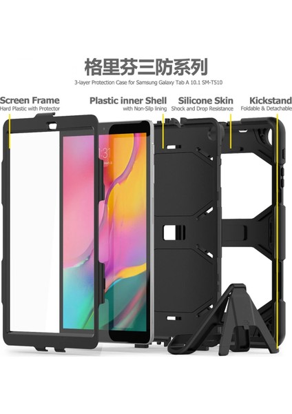 Samsung Galaxy T510 Tab A 10.1 Kılıf Griffin Tablet Kapak - Siyah Yktsn