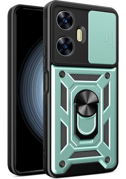 Realme C55 Kılıf Pars Lens Yüzüklü Silikon - Yeşil Yktsn