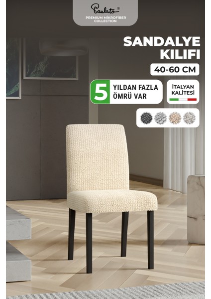 Sandalye kılıfı sandalye örtüsü mutfak sandalye koruma kılıfı seti (2 adet) -vanilya