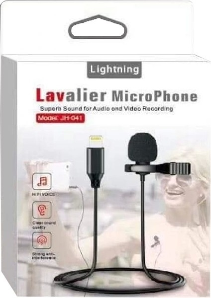 Magıcvoıce JH-041 Lıghtnıng Girişli Kablolu Youtuber Yaka Mikrofon (4172)