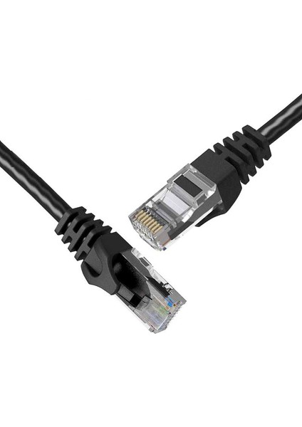 Yüksek Hızlı Fabrikasyon Cat6 Ethernet Internet Lan Ağ Network Patch Kablo Siyah - 1 Metre