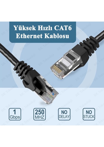 Yüksek Hızlı Fabrikasyon Cat6 Ethernet Internet Lan Ağ Network Patch Kablo Siyah - 1 Metre fırsatları