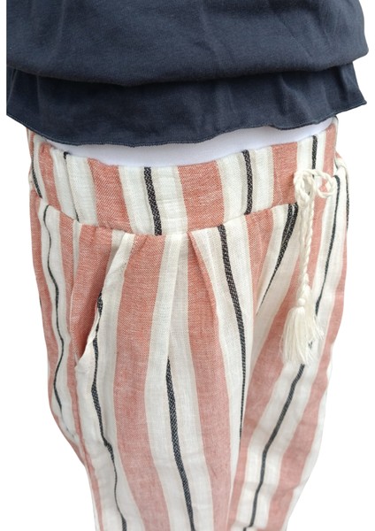 Kız Çocuk Askılı Crop Siyah T-Shirt Çizgili Pantolon İkili Takım 6-7 Yaş fırsatları