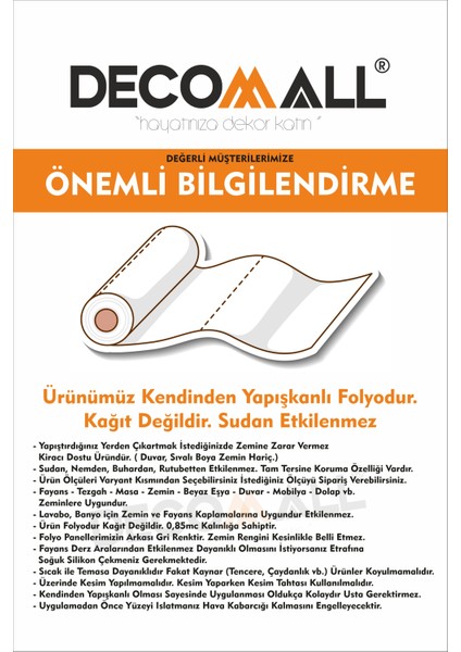 Code 119 Suya Dayanıklı Mutfak Banyo Zemin Mermer Mobilya Fayans Yapışkanlı Folyo Kaplama