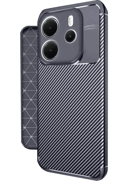 Xiaomi Redmi Note 14 4g Kılıf Auto Focus Karbon Kapak - Lacivert Nrmsa