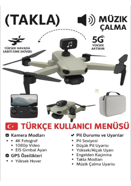 W3PROS 1080P Drone – 5g Fpv, Lazer Engel Kaçınma, Akıllı Takip, Katlanabilir