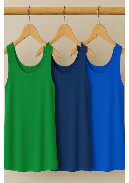 3 Adet A Kesim Rahat Kalıp Basic Kalın Askılı Atlet Tişört