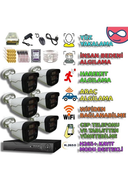 Byxmgr504set6 6'lı 5mp Renkli Gece Görüşlü Yapay Zeka Güvenlik Seti