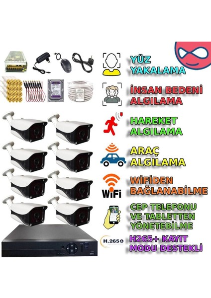 Btxm336set8 - 8 Kameralı Gelişmiş Metal Güvenlik Kamera Sistemi