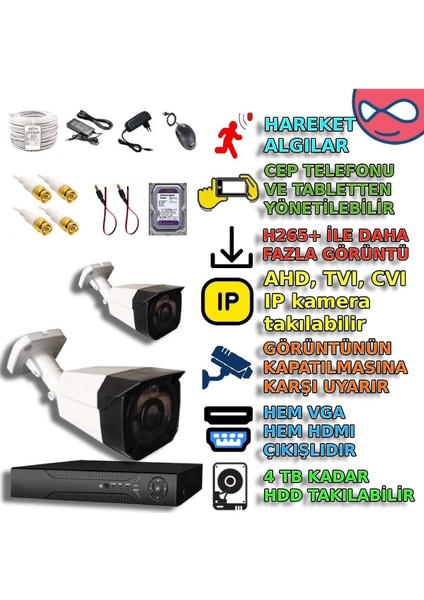 Byxm406set2 - 2 Kameralı 5mp Ekonomik Led’li Güvenlik Seti