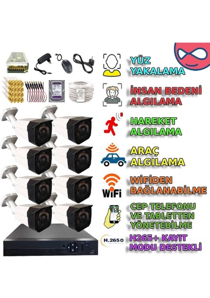 BOTXM406SET8 – 8 Kameralı Akıllı Yapay Zekalı Ekonomik Güvenlik Seti