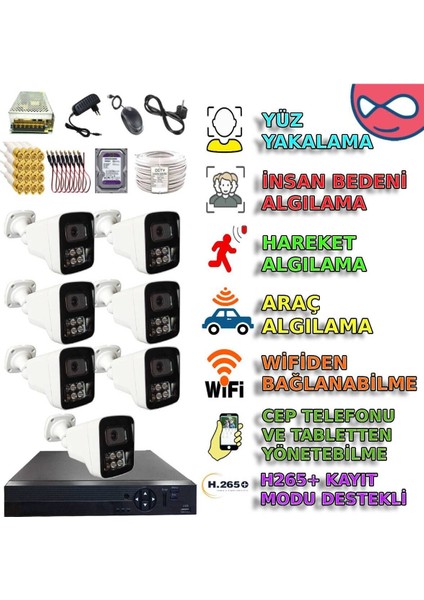 Beyxm2406set7 - 7 Kameralı Metal Kasa Renkli Kayıt Sistemli Güvenlik Seti