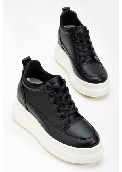 Nesvina Kadın Gizli Topuk Siyah - Beyaz Sneaker