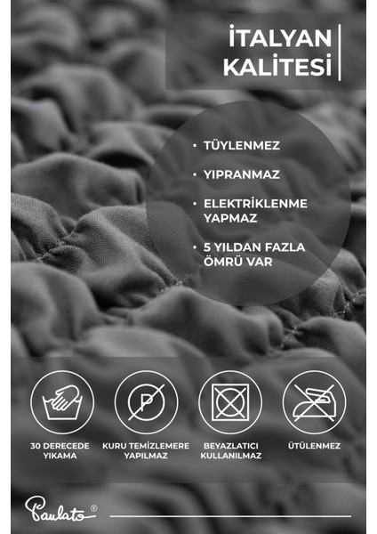 Lastikli Esnek ve Yıkanabilir 4 Kişilik Koltuk Örtüsü Çekyat Kanepe Kılıfı - Antrasit