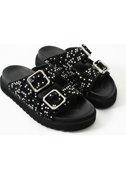 Helder Hakiki Deri Çift Tokalı Siyah Terlik indirimleri