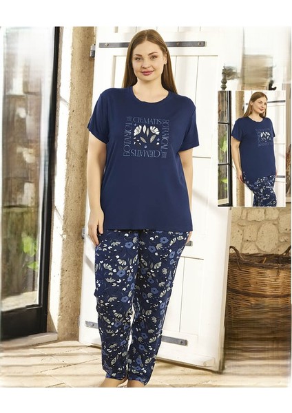 250140 Viskon Battal Kısa Kollu Pıjama Takımı
