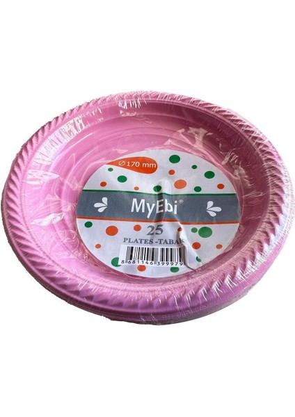 Kullan At Renkli Pembe Parti Davet Plastik Tabak - 17 Cm. - 25 Adetlik 5 Paket fiyatları