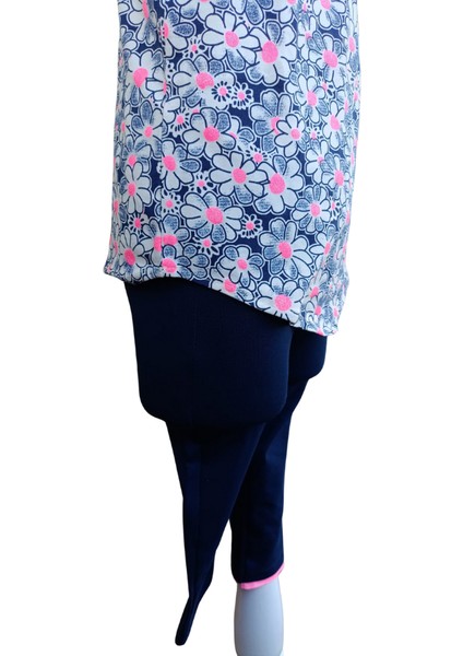 Kız Çocuk Çiçek Desenli Askılı Bluz Lacivert Taytlı İkili Takım 2-3 Yaş Lacivert modelleri